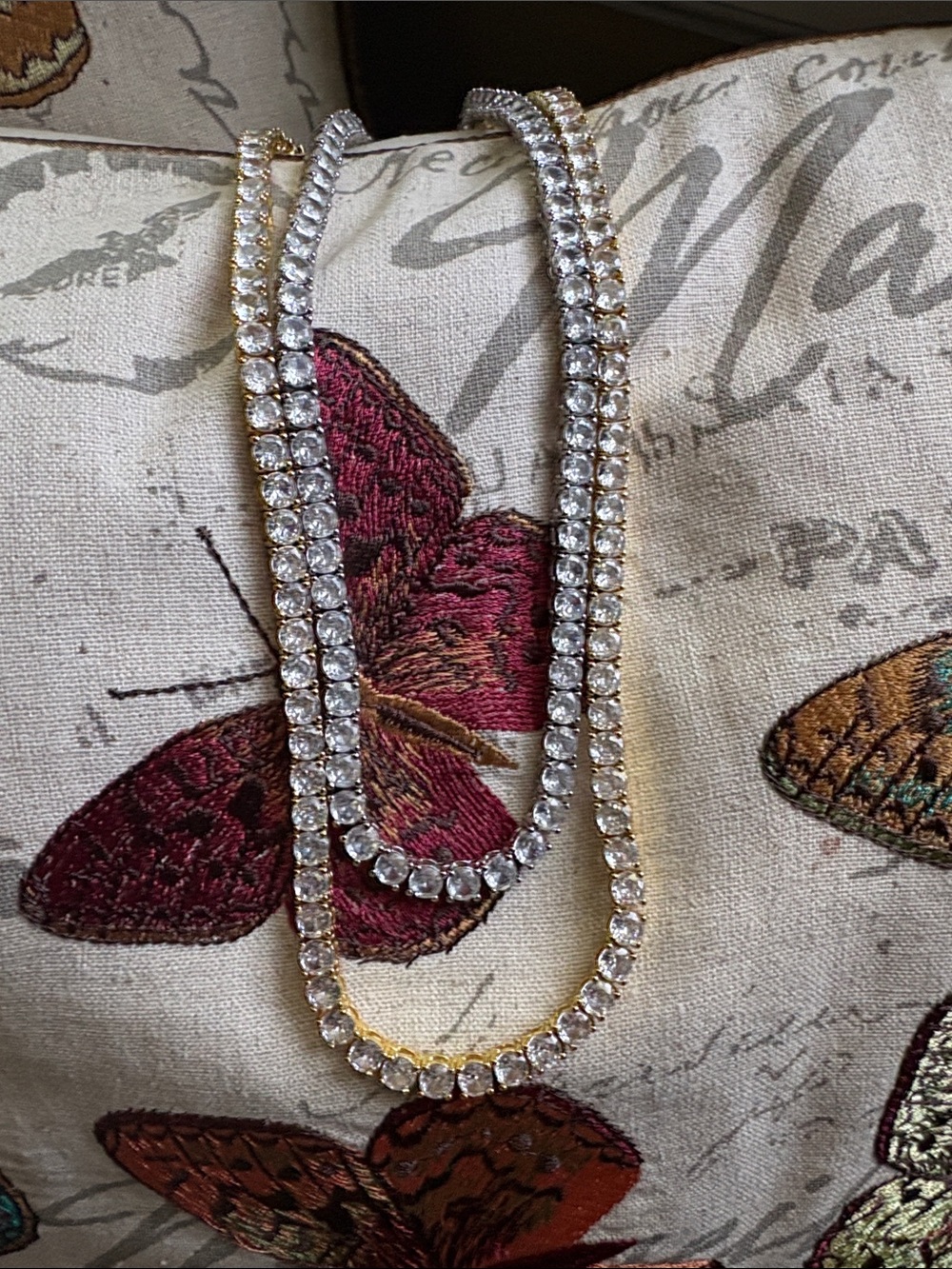 2 4 1 … Drae silver plated and gold tennis necklace w AAAA CZ stones